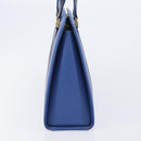 Burberrys Hand Bag Leather Blue Gold Tone Auth 207743-5
