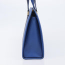 Burberrys Hand Bag Leather Blue Gold Tone Auth 207743-6