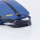 Burberrys Hand Bag Leather Blue Gold Tone Auth 207743-8