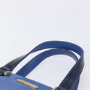 Burberrys Hand Bag Leather Blue Gold Tone Auth 207743-9
