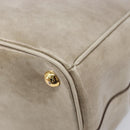 PRADA Hand Bag Patent Beige Gold Tone Auth 207746A-17