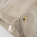 PRADA Hand Bag Patent Beige Gold Tone Auth 207746A-18