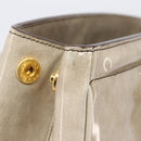 PRADA Hand Bag Patent Beige Gold Tone Auth 207746A-8