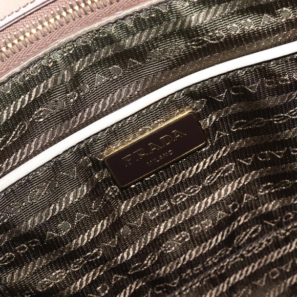 PRADA Hand Bag Patent Beige Gold Tone Auth 207746A