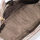 PRADA Hand Bag Patent Beige Gold Tone Auth 207746A-9