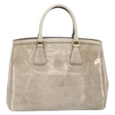 PRADA Hand Bag Patent Beige Gold Tone Auth 207746A-2