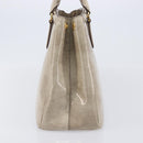 PRADA Hand Bag Patent Beige Gold Tone Auth 207746A-4