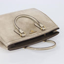 PRADA Hand Bag Patent Beige Gold Tone Auth 207746A-6