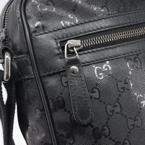 GUCCI GG Implementation Shoulder Bag PVC Black Silver 201448 Auth 207747
