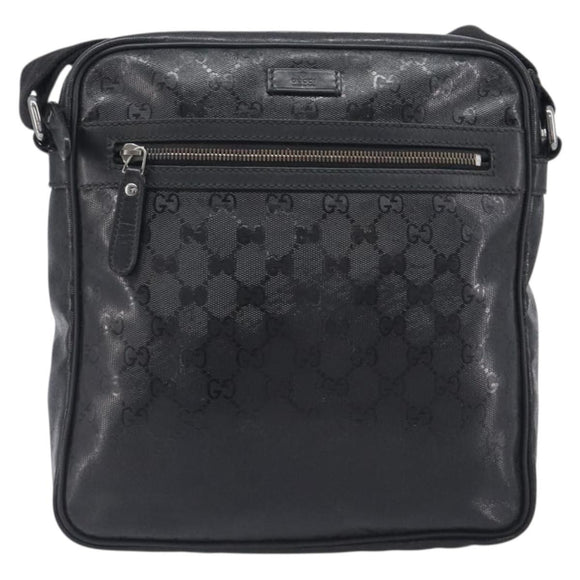 GUCCI GG Implementation Shoulder Bag PVC Black Silver 201448 Auth 207747