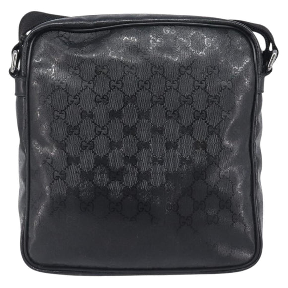 GUCCI GG Implementation Shoulder Bag PVC Black Silver 201448 Auth 207747