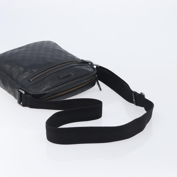 GUCCI GG Implementation Shoulder Bag PVC Black Silver 201448 Auth 207747