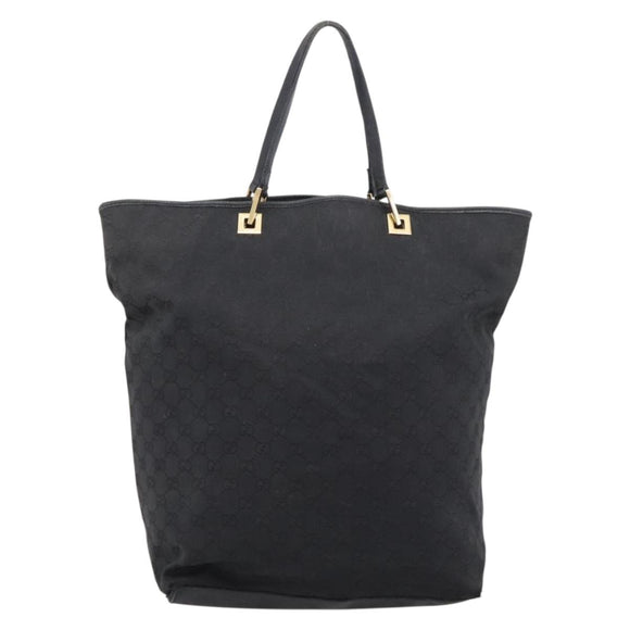 GUCCI GG Canvas Hand Bag Black Gold Tone 002 1097 Auth 207751