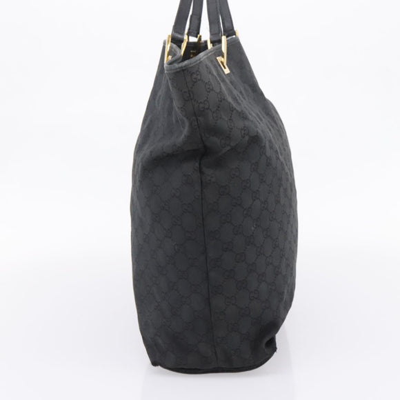 GUCCI GG Canvas Hand Bag Black Gold Tone 002 1097 Auth 207751