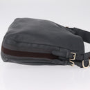 GUCCI Sherry Line Shoulder Bag Leather Gray Silver 247597 Auth 207752A-4