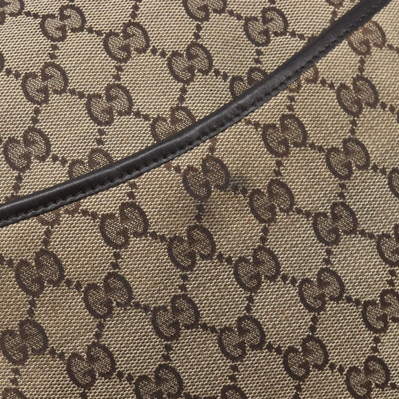 GUCCI GG Canvas Shoulder Bag Beige Silver 145857 Auth 207754