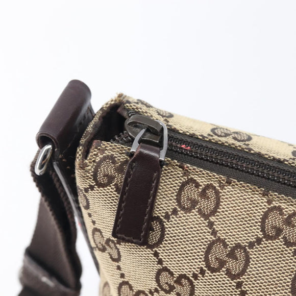 GUCCI GG Canvas Shoulder Bag Beige Silver 145857 Auth 207754