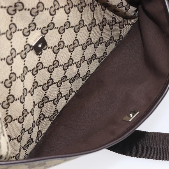GUCCI GG Canvas Shoulder Bag Beige Silver 145857 Auth 207754
