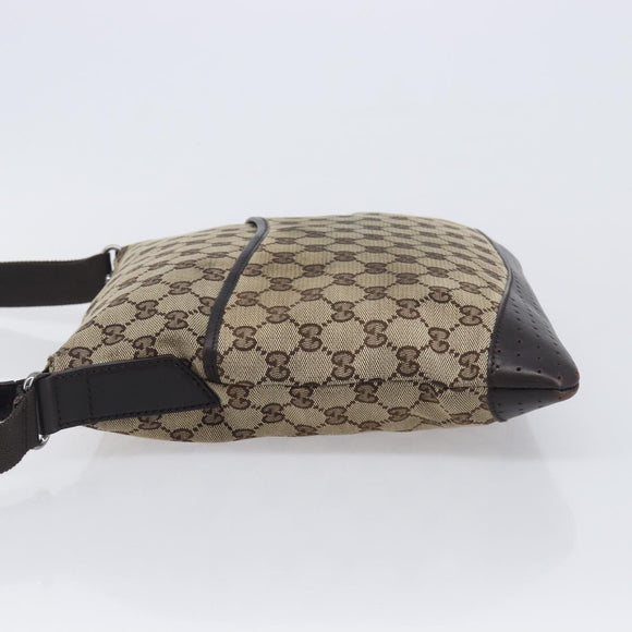 GUCCI GG Canvas Shoulder Bag Beige Silver 145857 Auth 207754