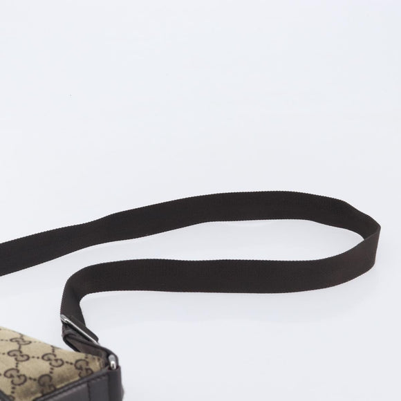 GUCCI GG Canvas Shoulder Bag Beige Silver 145857 Auth 207754