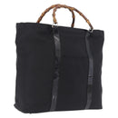 GUCCI Bamboo Hand Bag Canvas Black Silver 002 2058 0412 5 Auth 207757-1
