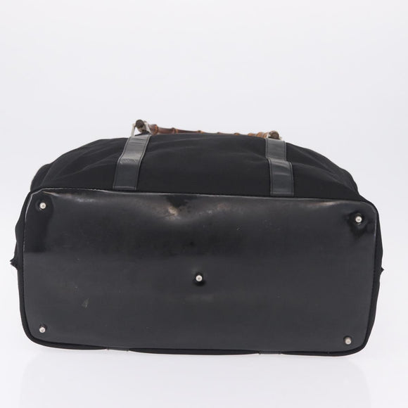 GUCCI Bamboo Hand Bag Canvas Black Silver 002 2058 0412 5 Auth 207757