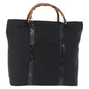 GUCCI Bamboo Hand Bag Canvas Black Silver 002 2058 0412 5 Auth 207757-2