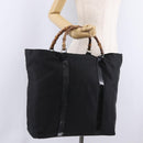 GUCCI Bamboo Hand Bag Canvas Black Silver 002 2058 0412 5 Auth 207757-24
