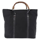 GUCCI Bamboo Hand Bag Canvas Black Silver 002 2058 0412 5 Auth 207757-3