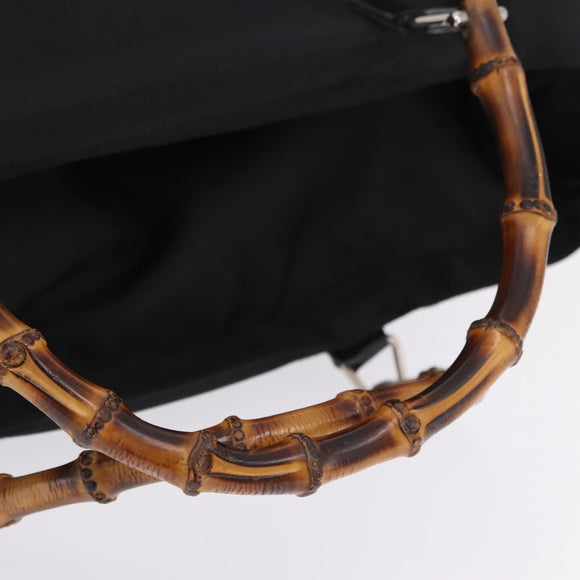 GUCCI Bamboo Hand Bag Canvas Black Silver 002 2058 0412 5 Auth 207757