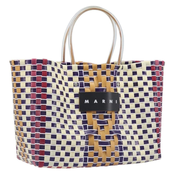 Marni Hand Bag Vinyl Multicolor Silver Auth 207761A
