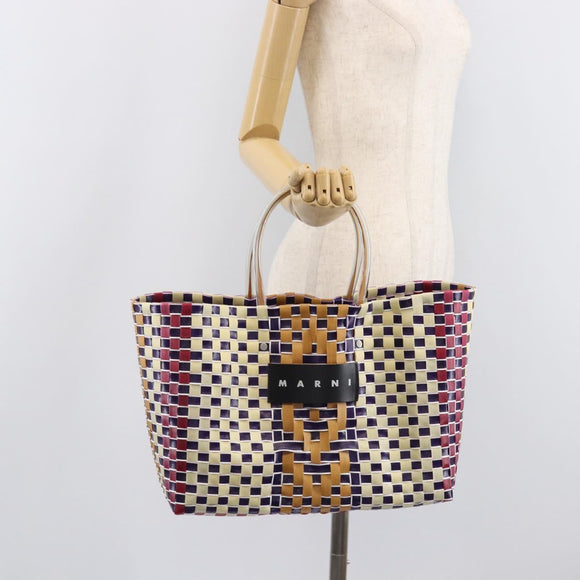 Marni Hand Bag Vinyl Multicolor Silver Auth 207761A
