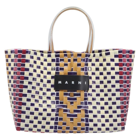 Marni Hand Bag Vinyl Multicolor Silver Auth 207761A