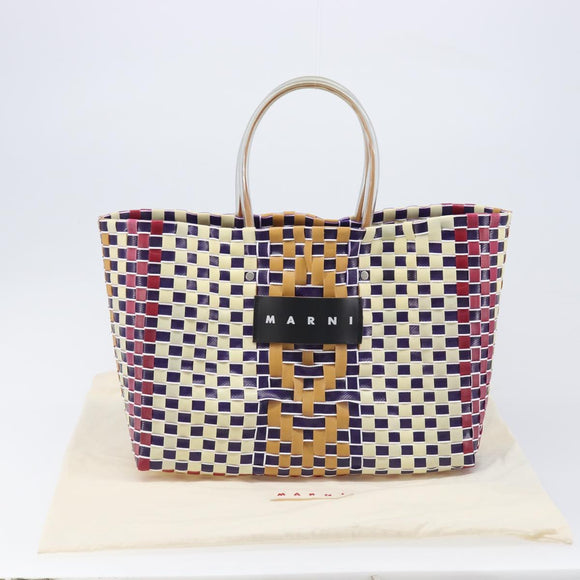 Marni Hand Bag Vinyl Multicolor Silver Auth 207761A