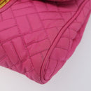 PRADA Chain Shoulder Bag Nylon Pink Gold Tone Auth 207772A-15