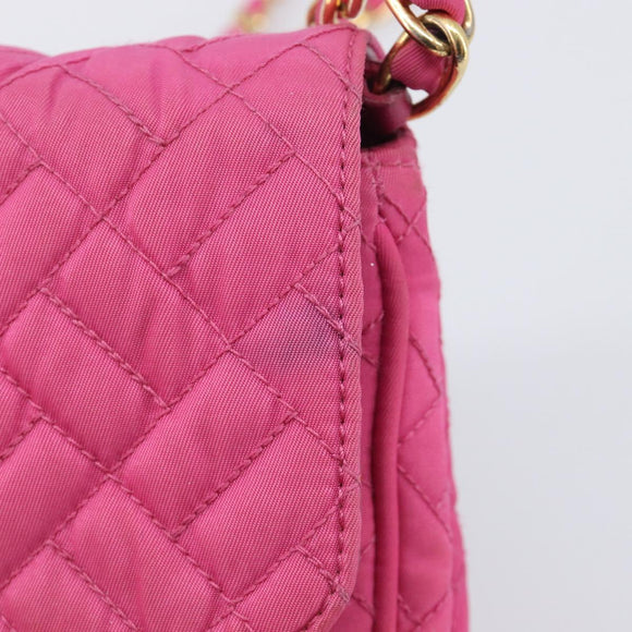 PRADA Chain Shoulder Bag Nylon Pink Gold Tone Auth 207772A