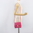 PRADA Chain Shoulder Bag Nylon Pink Gold Tone Auth 207772A-26