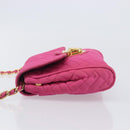 PRADA Chain Shoulder Bag Nylon Pink Gold Tone Auth 207772A-4