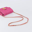 PRADA Chain Shoulder Bag Nylon Pink Gold Tone Auth 207772A-7