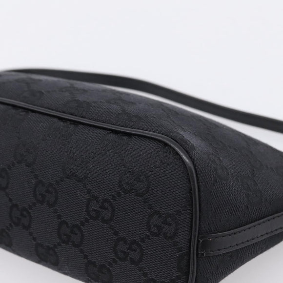 GUCCI GG Canvas Accessory Pouch Black Silver 07198 Auth 207773A