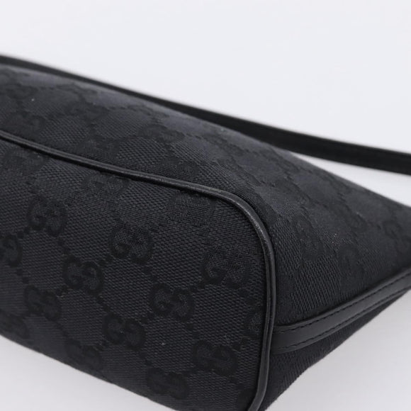 GUCCI GG Canvas Accessory Pouch Black Silver 07198 Auth 207773A