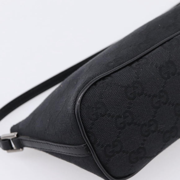 GUCCI GG Canvas Accessory Pouch Black Silver 07198 Auth 207773A
