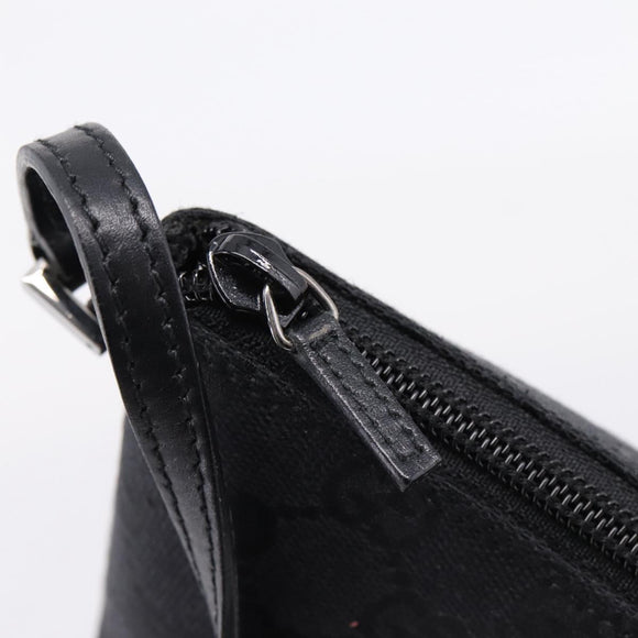 GUCCI GG Canvas Accessory Pouch Black Silver 07198 Auth 207773A