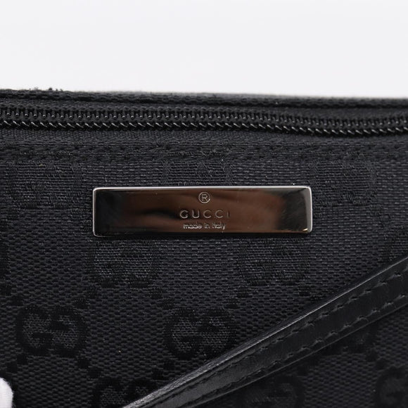 GUCCI GG Canvas Accessory Pouch Black Silver 07198 Auth 207773A