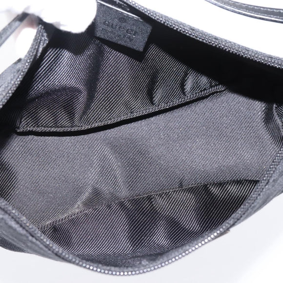 GUCCI GG Canvas Accessory Pouch Black Silver 07198 Auth 207773A