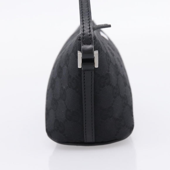 GUCCI GG Canvas Accessory Pouch Black Silver 07198 Auth 207773A