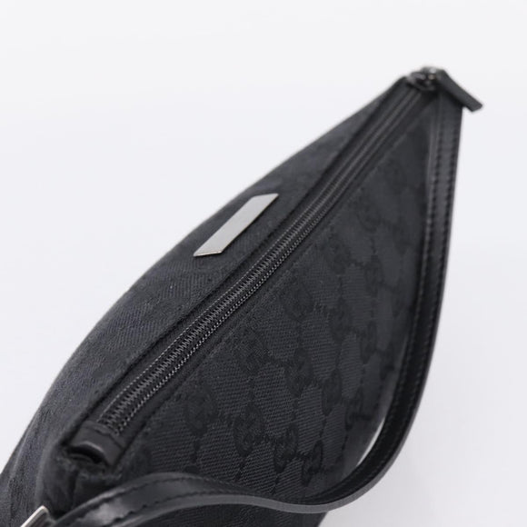 GUCCI GG Canvas Accessory Pouch Black Silver 07198 Auth 207773A