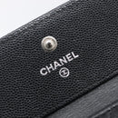 CHANEL Matelasse Compact Wallet Caviar Skin Black Silver CC Auth 207781V-15