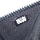 CHANEL Matelasse Compact Wallet Caviar Skin Black Silver CC Auth 207781V-22