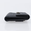 CHANEL Matelasse Compact Wallet Caviar Skin Black Silver CC Auth 207781V-4